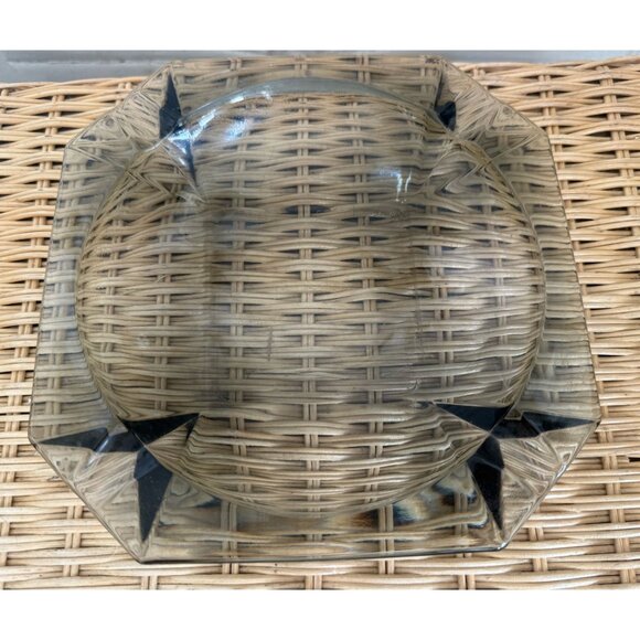 Vintage MCM Smoke Gray Large Glass Ashtray - Picture 2 of 8